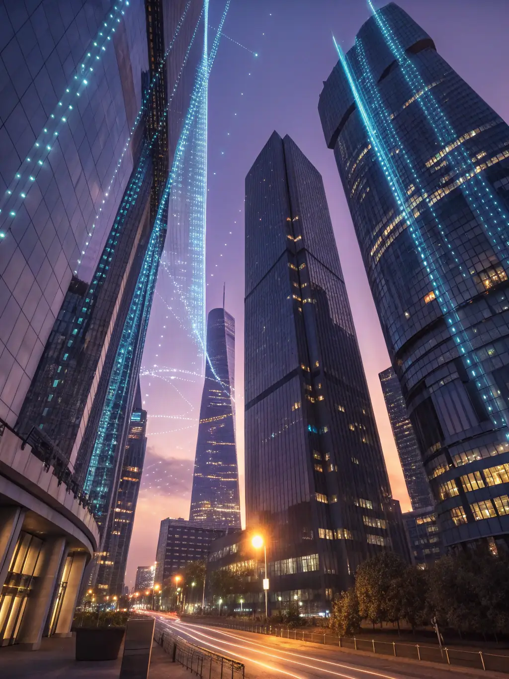 A cloud icon overlaying a city skyline, with subtle network lines connecting buildings, illustrating secure cloud services for modern enterprises.